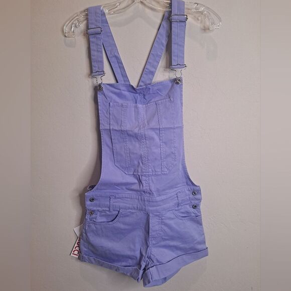 Fiorucci Lavender Overall Shorts with Adjustable Straps NWT Size 6US/ 40… - Picture 1 of 11